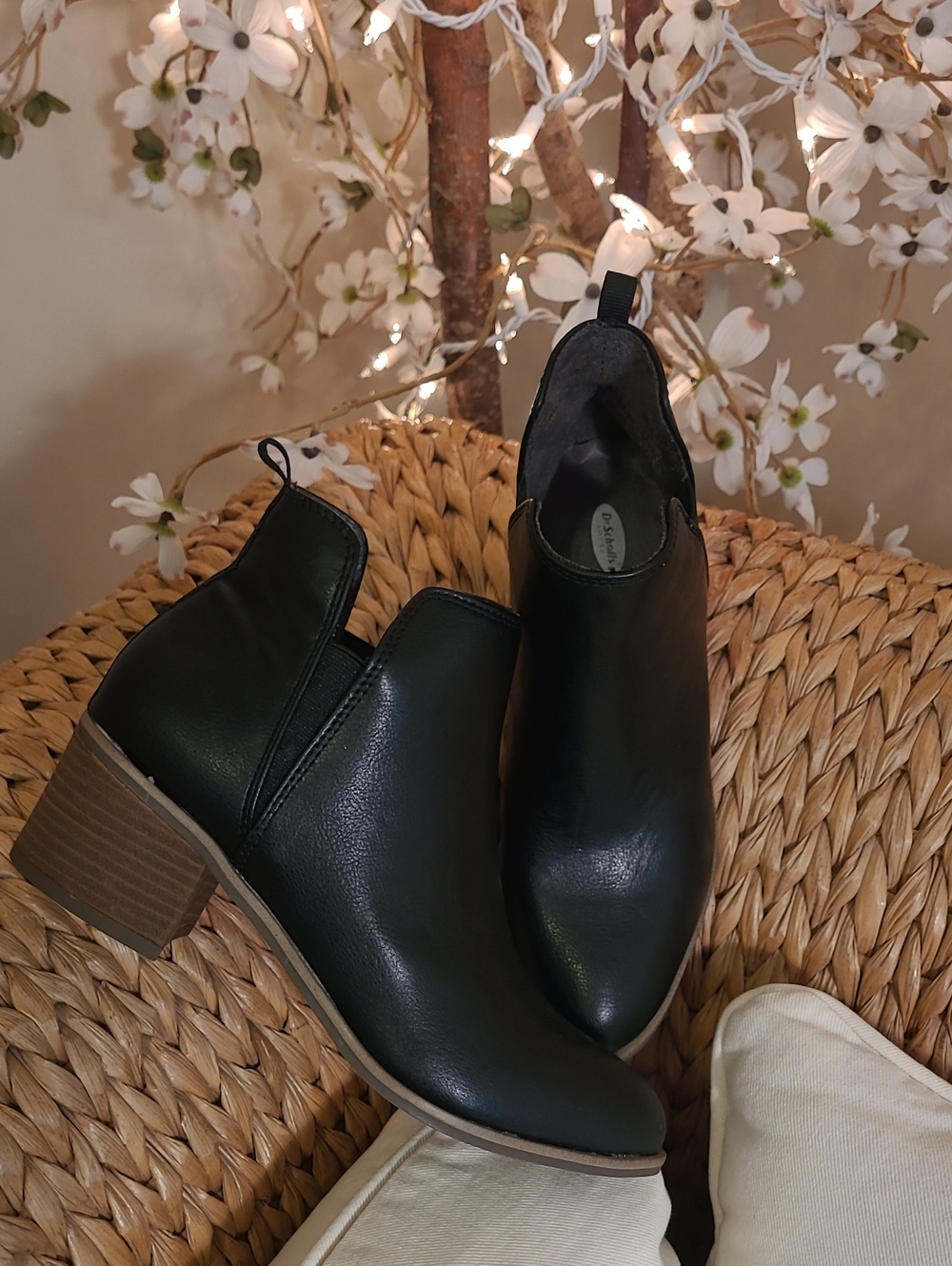 Black Faux Leather Classic Ankle Boot